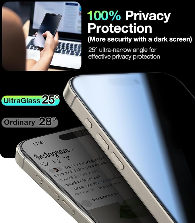 UltraGlass Unbreak Top 9H+ Glass for iPhone 15 Screen Protector (12FT Military Grade Shatterproof &amp Longest Durable) Screen Protector iPhone 15 Tempered Glass Full Coverage 2 Pack