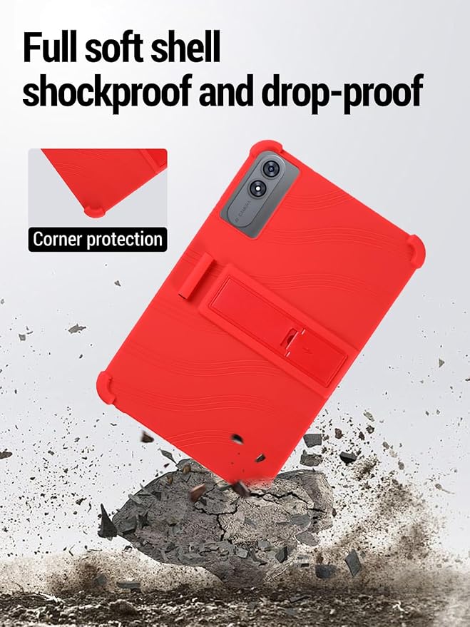 for TABWEE T60 Pro (13.4 Inch) Android 16 Tablet Protective case Shockproof Lightweight Silicone Protective Cover with Stand Child-Friendly Protection Easy to Clean Design Black.