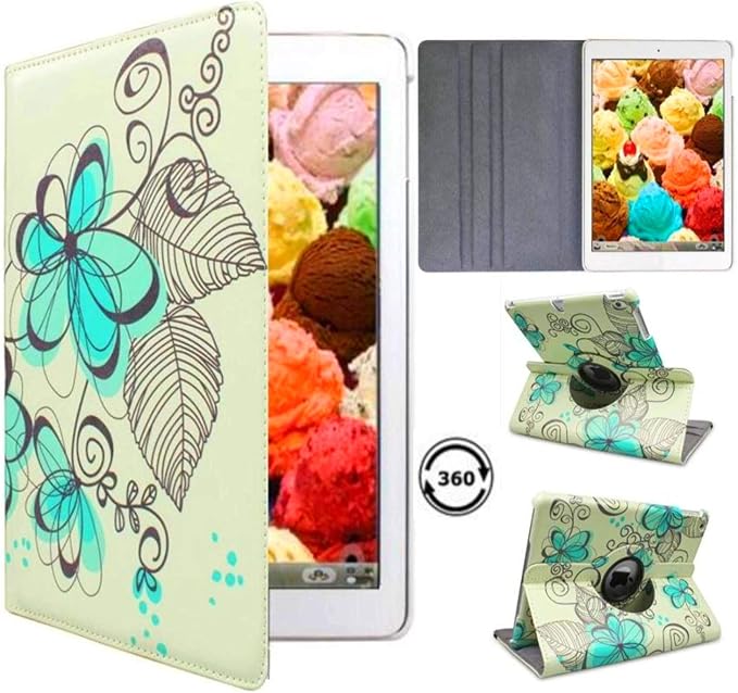 Case for iPad Air 1st Generation Models A1474 A1475A1476 360 Rotating Stand with Wake Up/Sleep Function Also for iPad 6th 5th Air2nd Generation 9.7 inch case (Art Flower)