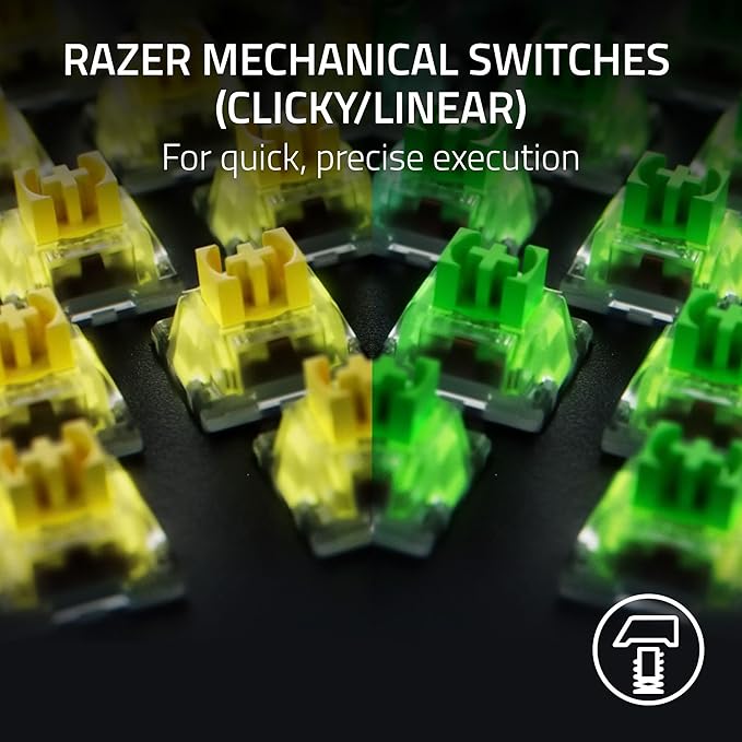 Razer BlackWidow V4 Mechanical Gaming Keyboard: Green Switches Tactile & Clicky - Chroma RGB - 6 Dedicated Macro Keys - Magnetic Wrist Rest- Multi-Function Roller &Media Keys (Renewed)