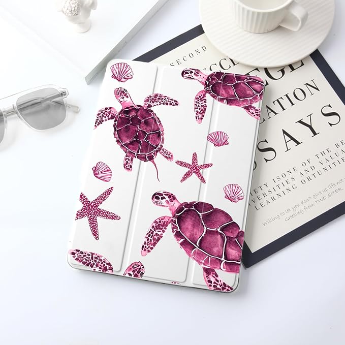 JOYLAND Blue Turtle for iPad Air 11 Inch M3(2025)/M2 (2024)Air 5th/4th Generation Case 2022/2020 10.9 Inch with Pencil Holder-Trifold Stand Protective Cover with Soft TPU BackBlack