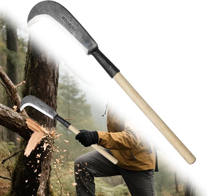 Sickle Garden Tool，22" Steel Machete Heavy Duty for Cutting Trees,Machete for Yard Work with Wooden Handle