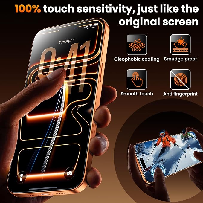 toushion 3-Pack for iPhone 17 Pro Max Screen Protector HD Clear 9H Hardness Easy Install Frame Bubble Free Impact &amp Shatter Protection Case-Friendly