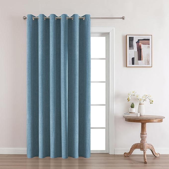 Joydeco Custom Light Blue Textured Total Blackout Curtain for Bedroom and Living Room. Grommet Textured Thermal Insulated Room Darkening Curtain 1 Panel (Custom Size and Color)