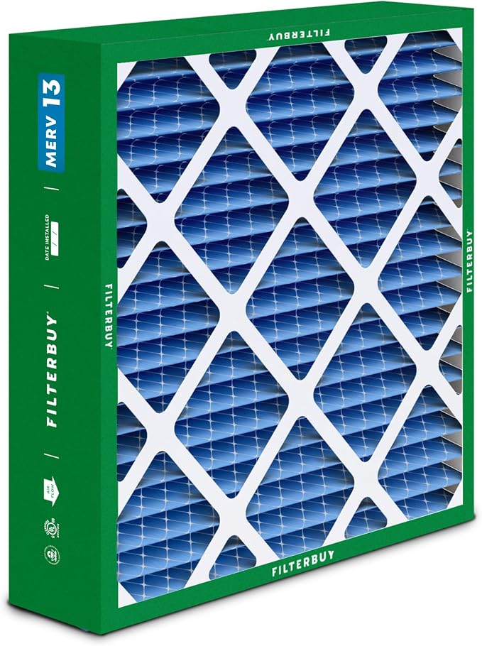 Filterbuy 21x21x5 Air Filter MERV 13 Optimal Smoke & Allergy Defense,