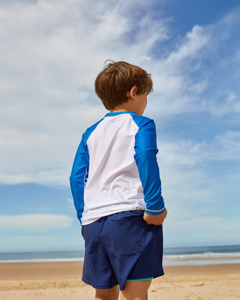 maamgic Boys Swim Trunks with Compression Liner Toddler Stretch Swim Shorts Quick Dry Swimming Trunks Boxer Brief 2 in 1 Beach Shorts Navy Lake Blue 7