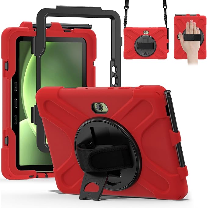 Samsung Galaxy Tab Active5/Active 3 8.0 Case with 360 Stand Handle Hand Strap &amp Shoulder Strap for Galaxy Tab Active5 8 2024 X300/X307 Active3 8 2020 T570/T575/T577 (Black)