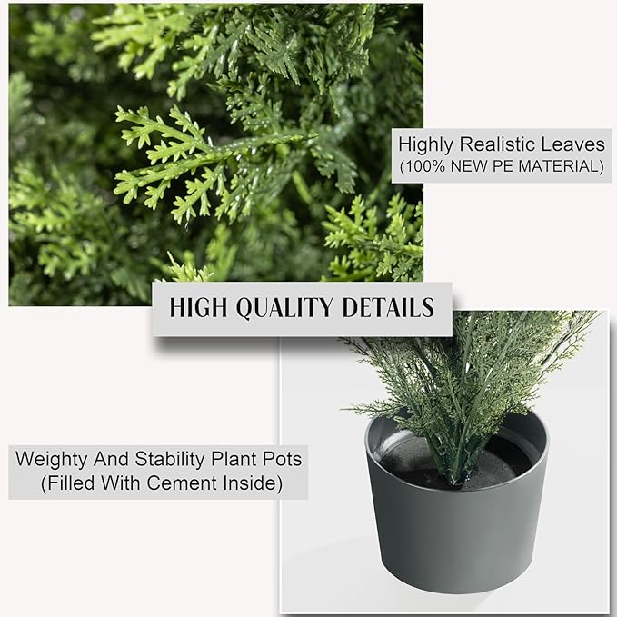 6FT Artificial Cedar Topiary Trees Set of 2，72 Inch Tall UV Protection Fake Cypress Trees for Outdoors, Realistic Potted Pine Plants for Patio, Porch, Home, Doorway Decor