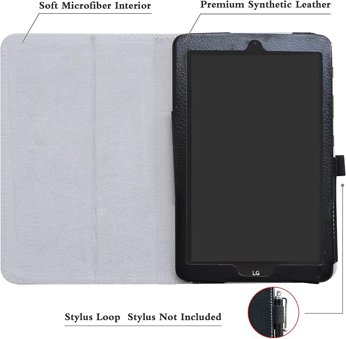 Mama Mouth Black Leather Folio Case for LG G Pad X2 8.0 Plus/Sprint G Pad F2 8.0 2-Folding Stand Cover Tablet Case