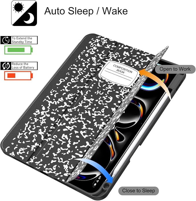Soke Case for iPad Pro 11 Inch (M5 2025/M4 2024) - Book Black | Built-in Apple Pencil Slot Auto Sleep/Wake Lightweight Protective Cover