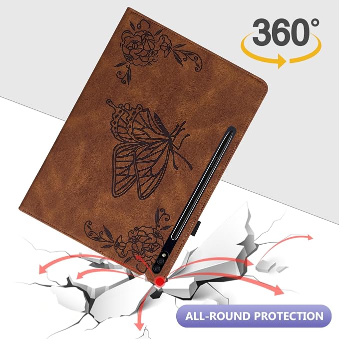 Dteck Wallet Case for Galaxy Tab S10+/S9+/S7 FE/S8+/S7 Plus 12.4 Tablet Premium PU Leather Folding Stand Auto Wake/Sleep Pen Holder Case with Hummingbirds