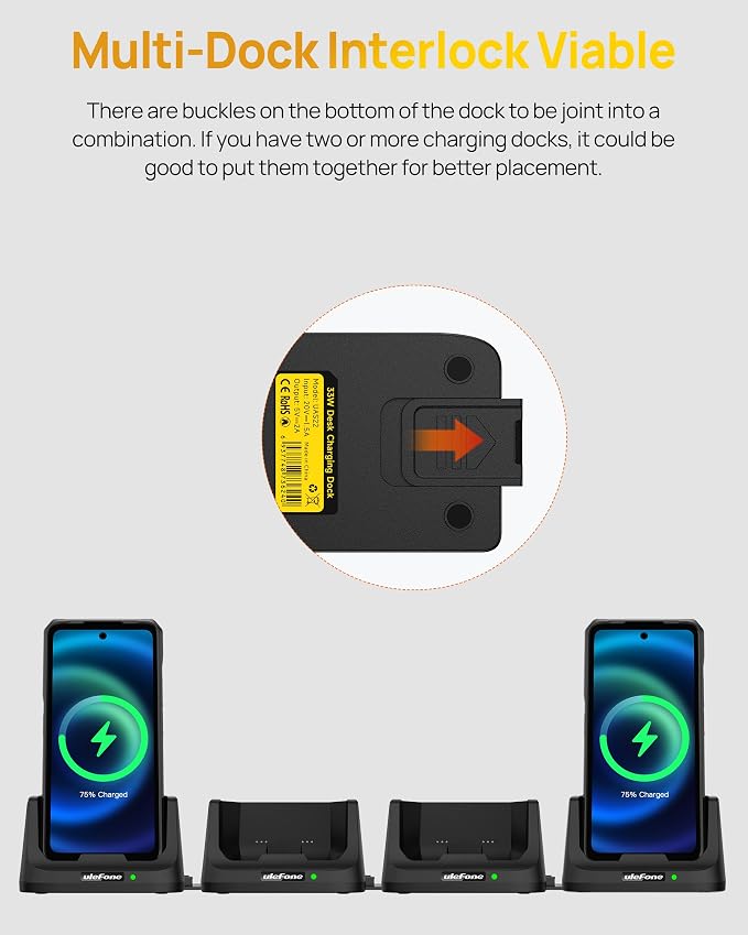 Ulefone Armor 26 Ultra 33W Desk Charging Dock Wireless Charging Station for Ulefone Armor 26 Ultra Not Charger