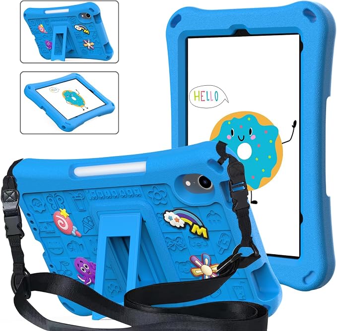 Case for iPad 10.2 Inch 2021/2020/2019/ iPad Pro 10.5 Inch/Air 3rd Gen (2019) Shoulder Strap Kickstand Children Friendly Anti-Scratch Shockproof Case Lightpurple