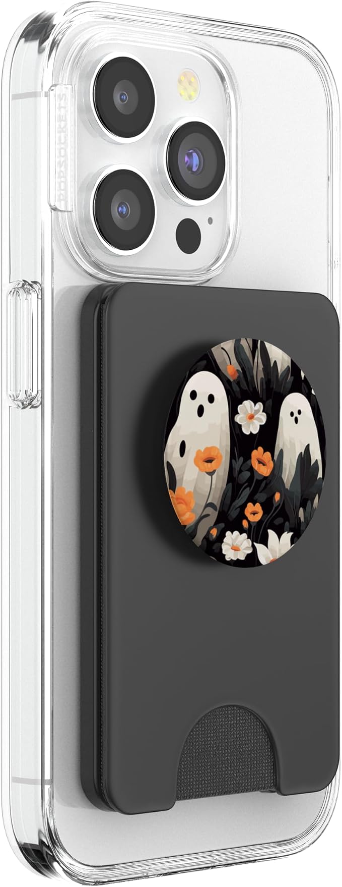 Cute Funny Halloween Spooky Ghost in Flowers Floral Pattern PopSockets PopGrip for MagSafe
