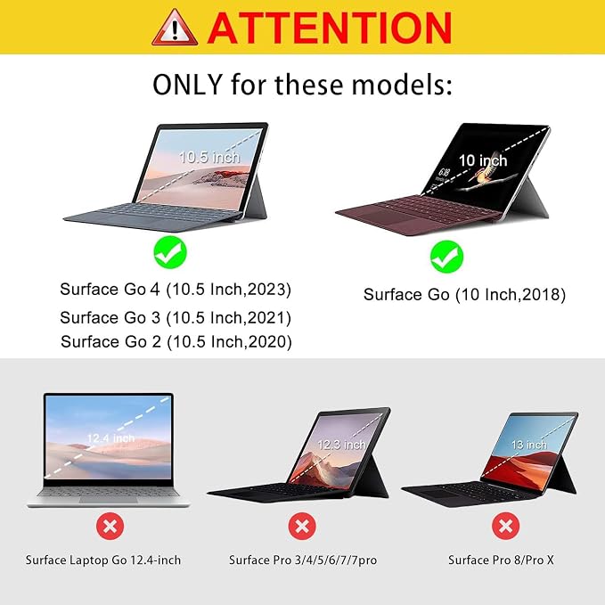 Junfire Protective Case for Microsoft Surface Go 4/3/2/1 | 360° Rotating Stand Hand Strap Shoulder Strap Pencil Holder Heavy Duty Shockproof Black