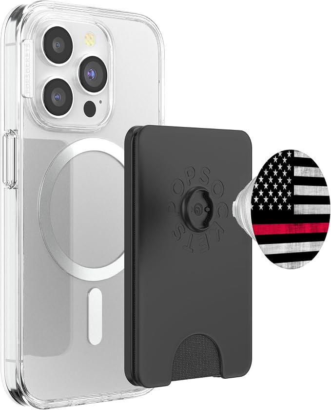 4th Of July Patriotic USA Flag Thin Red Line Firefighter PopSockets Adhesive PopGrip