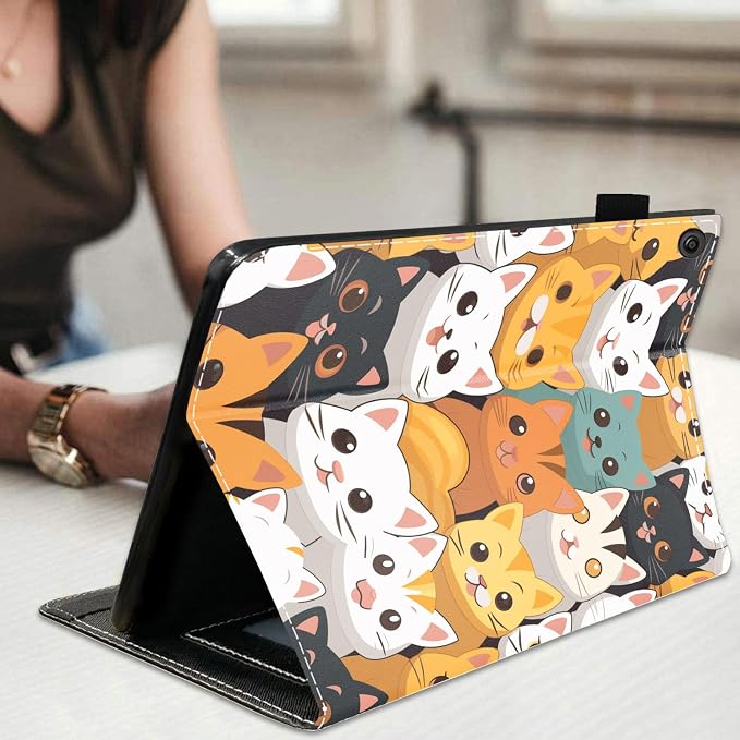 Case for Amazon Kindle Fire HD 10 Tablet 10.1 (9th/7th Generation 2019/2017 Release) Slim Folding Stand Folio Cover with Card Slot &amp Auto Wake/Sleep - African American Girl
