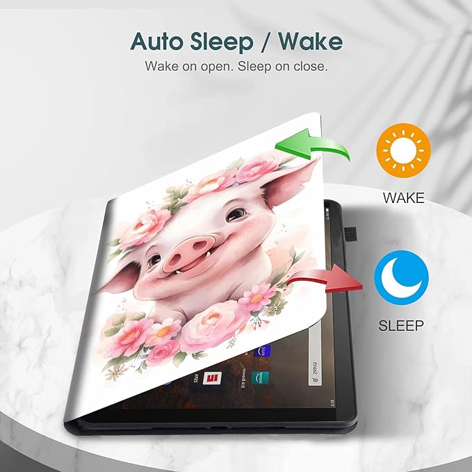Case for All-New Amazon Fire HD 10 and 10 Plus Tablet (13th/11th Generation 2023/2021 Release) 10.1 Multi-Angle Smart Stand Cover Auto Sleep/Wake Skull and Fire