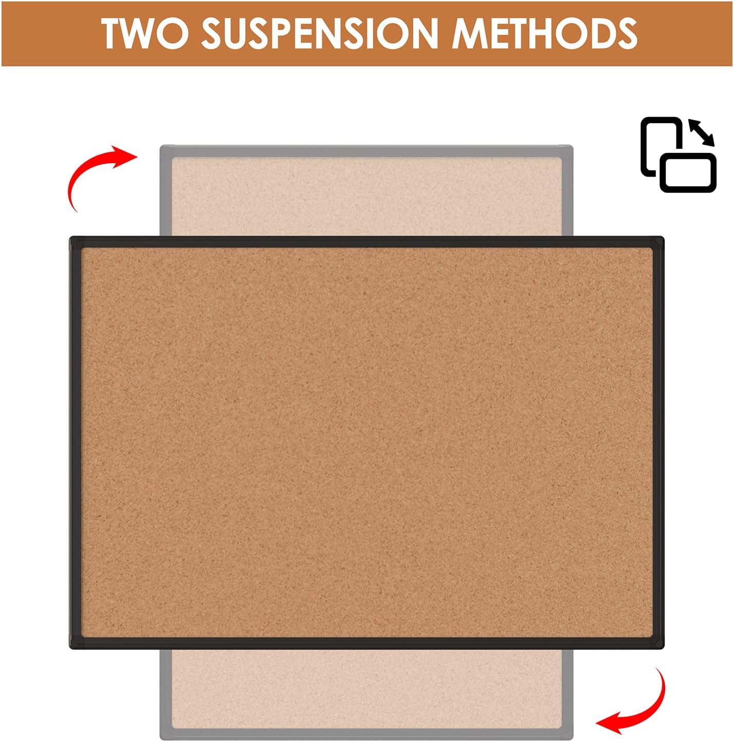 Board2by 2-Pack Cork Board Bulletin Board 20 x 30, Black Aluminium Framed Corkboard, Office Board for Wall Cork, Large Wall Mounted Notice Pin Board with 32 Push Pins for School, Home & Office