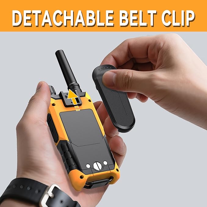 KETELESE T4 Walkie Talkie IP67 Waterproof, Type-C Rechargable Two Way Radio, Dual PTT, NOAA Weather, VOX, Group, Scan, FRS Radios 2 Watts, for Adults, 2Pack, Orange