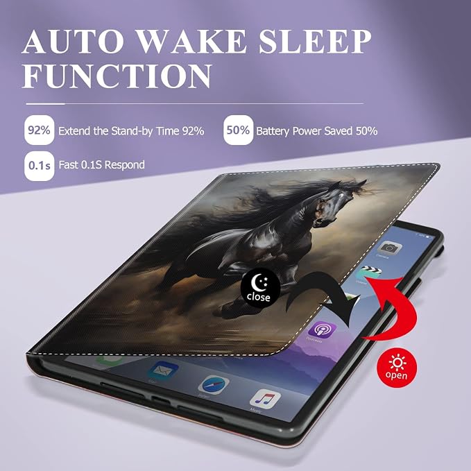 Case for iPad (A16) 11th Generation 11 Inch 2025 / iPad 10th Generation 10.9 Inch 2022 Ultra-Thin Multi-Angle Protective Cover with Auto Sleep/Wake A Dark Horse