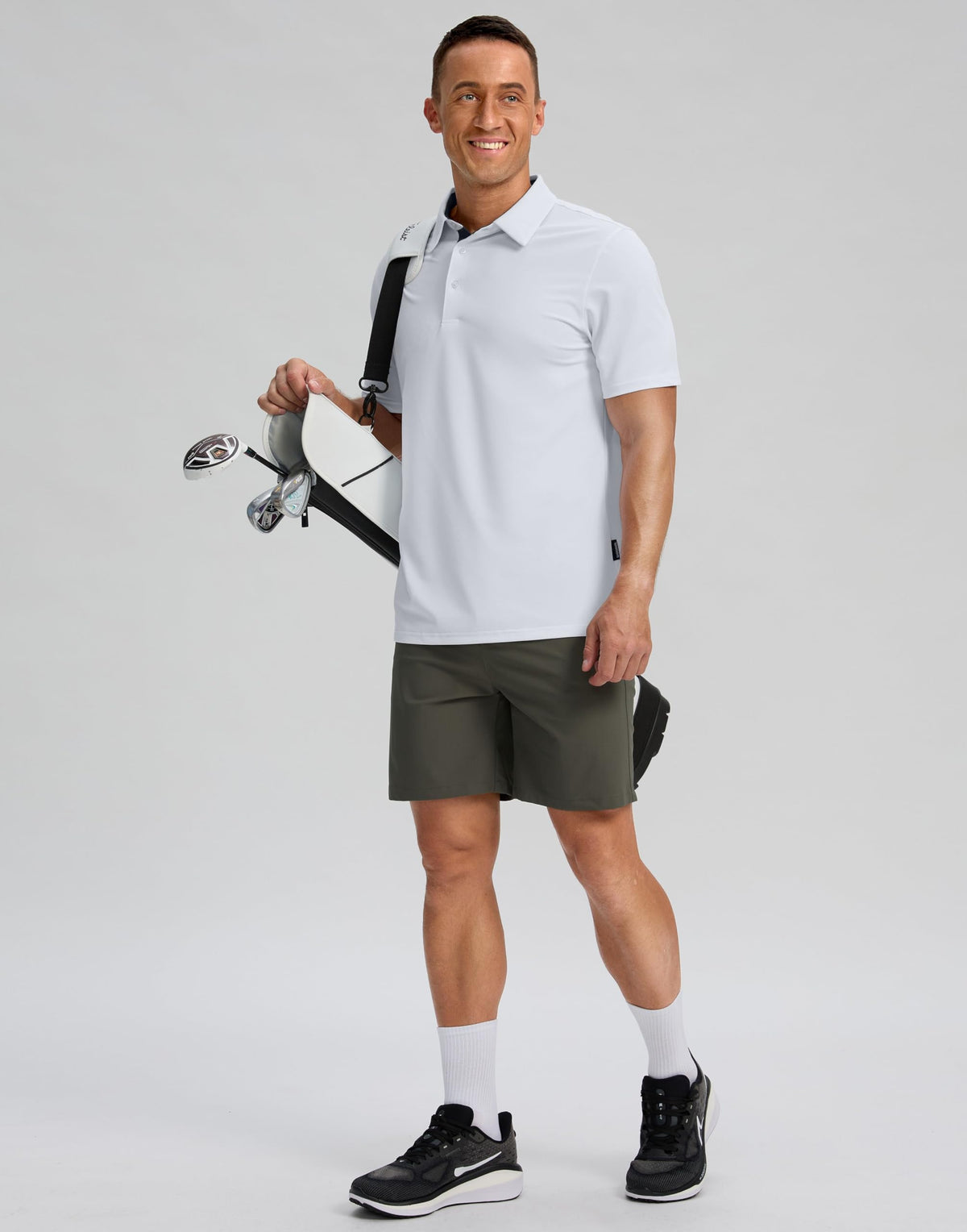 Men's Golf Shirts Dry Fit Moisture Wicking Performance Short Sleeve Collared Polo Shirts for Casual Tennis Bussiness (White, S)