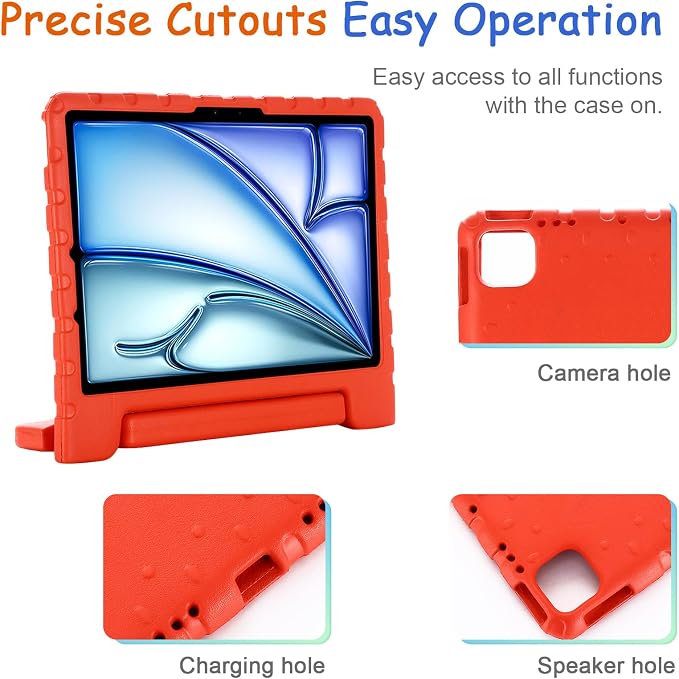 Kids Case for iPad Pro 11 M5/M4 &amp iPad Air 11 (2026/2025/2024) Shockproof Case with Pencil Holder Techcircle Light EVA Foam Handle Stand Bumper Protective Child Friendly Drop Proof Cover Black