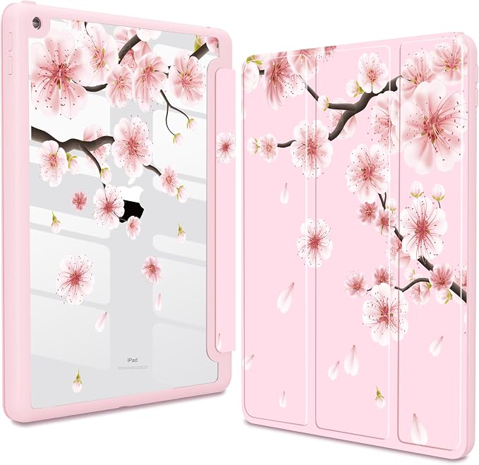 Teryeefi for iPad 10.2 case 2021 20202019 Release 7th 8th 9th Generation Built in Pencil Holder - Stand-Auto Wake/Sleep TPU &amp Hard Stand Clear Back Cover for 10.2 iPad (Black Bow)
