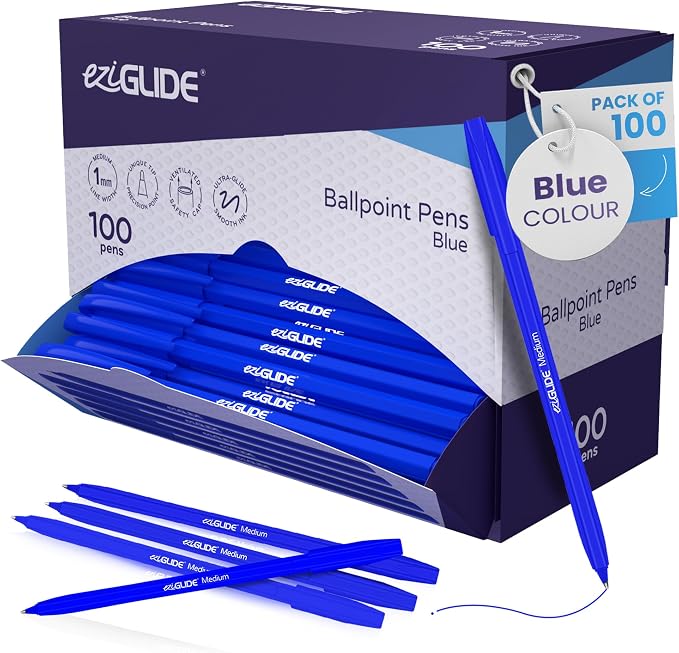 50-Pack Assorted Ballpoint Pens Easy Grip &amp Medium Point (1.0mm) | Precise Writing &amp Ergonomic Grip – Multipack Ball Point Pens Ideal for Home Office Teachers Exams Work &amp Stationary