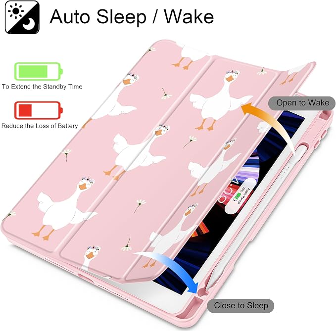 May Chen for iPad 9th Generation with Pencil Holder iPad 8th/7th Gen Case 10.2-inch [Penceil Holder] Trifold Stand Auto Wake/Sleep Clear TPU Protection Back Cover Ballet Shoes