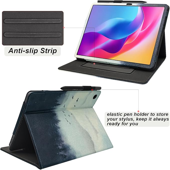 Hand Strap Case for 10.1 TCL TAB 10 Gen 4 (Model: 8483A) Tablet PU Leather Bidirectional Multi-Angle Stand Cover with Auto Sleep &amp Wake/Elastic Pen Holder (Black)