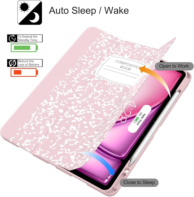 Soke Case for iPad Air 13 Inch (M4/M3/M22026-2024) iPad Pro 12.9 6th/5th Generation with Pencil Holder(2021 2022 Release)-[Apple Pencil Charging + Auto Wake/Sleep] Soft Back Cover Book Black