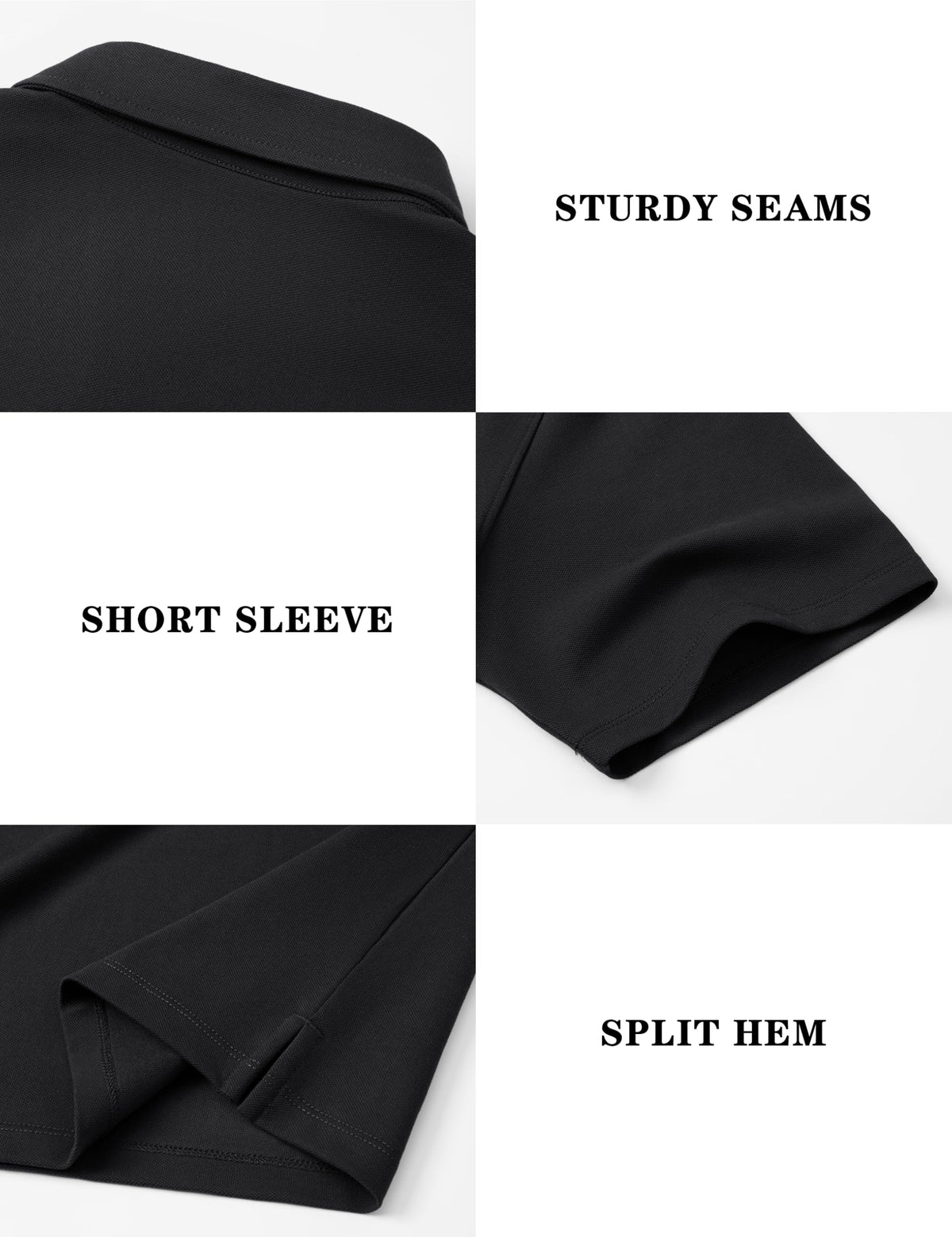 MAGNIVIT Cotton Polo Shirts for Men Short Sleeve Classic Fit Golf Shirt 3 Button Pique Collared T-Shirt Business Casual Black L