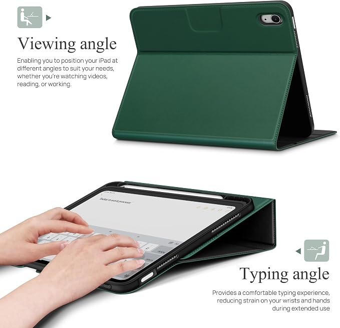 auaua Case for iPad (A16) 11th/10th Generation | with Pencil Holder Pocket Typing Angle Muti-Stand Magnetic Closure Auto Sleep/Wake
