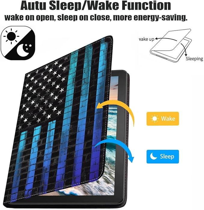 Case for iPad (A16) 11th Generation 11 Inch 2025 iPad 10th Generation 10.9 Inch 2022 Premium PU Leather Stand Folio Cover with Auto Sleep/Wake American Flag Sunflower and Cow