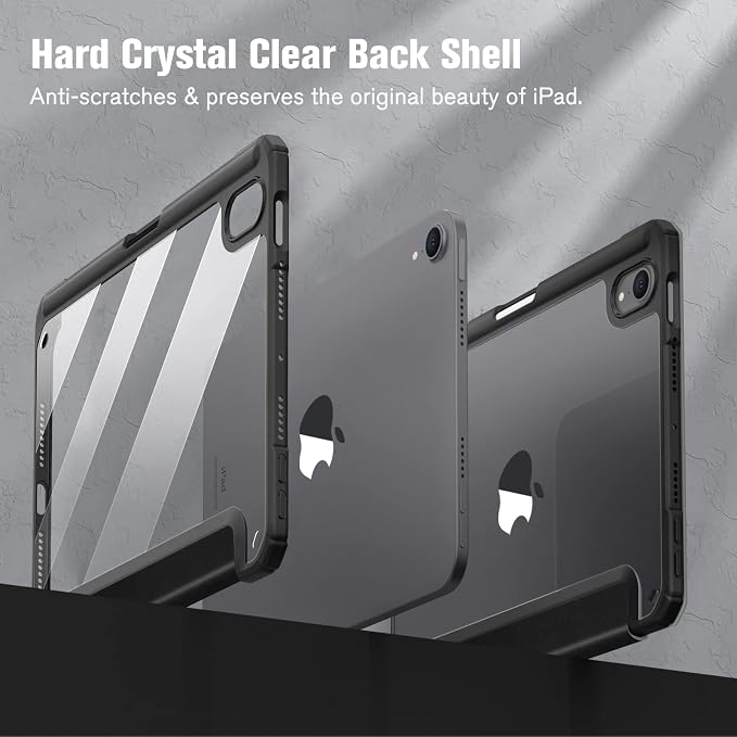 Fintie Clear Case for iPad mini 7th Generation (A17 Pro) / mini 6 8.3 | Slim Hybrid Shockproof Hard PC Back Cover Pencil Holder Viewing &amp Typing Angles Auto Sleep/Wake Black