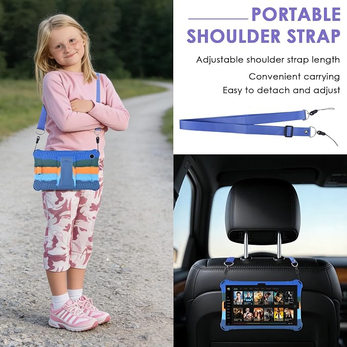 DETUOSI Compatible with Samsung Galaxy Tab A11 8.7 inch 2025 with Shoulder Strap &amp Stylus Pen Soft Silicone Multi-Angle Cover for Samsung Galaxy Tab A9 8.7 inch 2023 Black