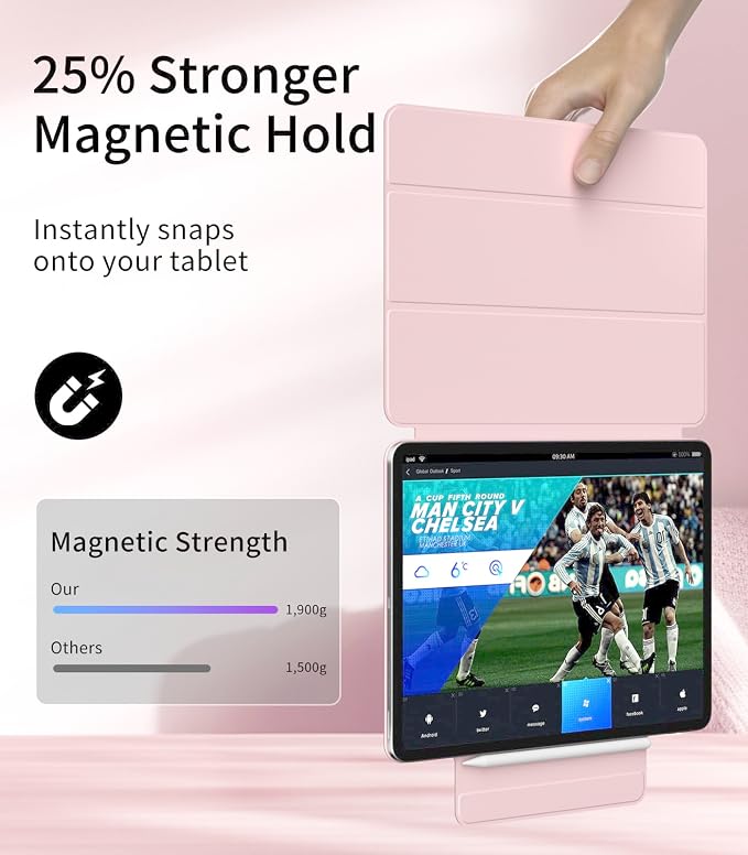 Magnetic Case for iPad Air 13 Inch M3/M2 (2025/2024) iPad Pro 12.9 inch 6th/5th Generation (2022/2021) | Auto Sleep/Wake | Pencil Pro &amp USB-C | Non-Slip PU Leather Protective Cover Black