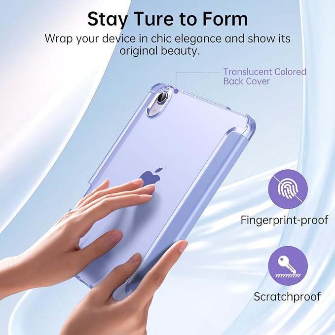 MoKo for iPad mini A17 Pro Case 8.3 Inch 2024 iPad mini 7th/6th Case 2021 | For iPad Mini Case with Pencil Holder Light Trifold Smart Protective Cover with Hard PC Translucent Back Shell Agave Gree