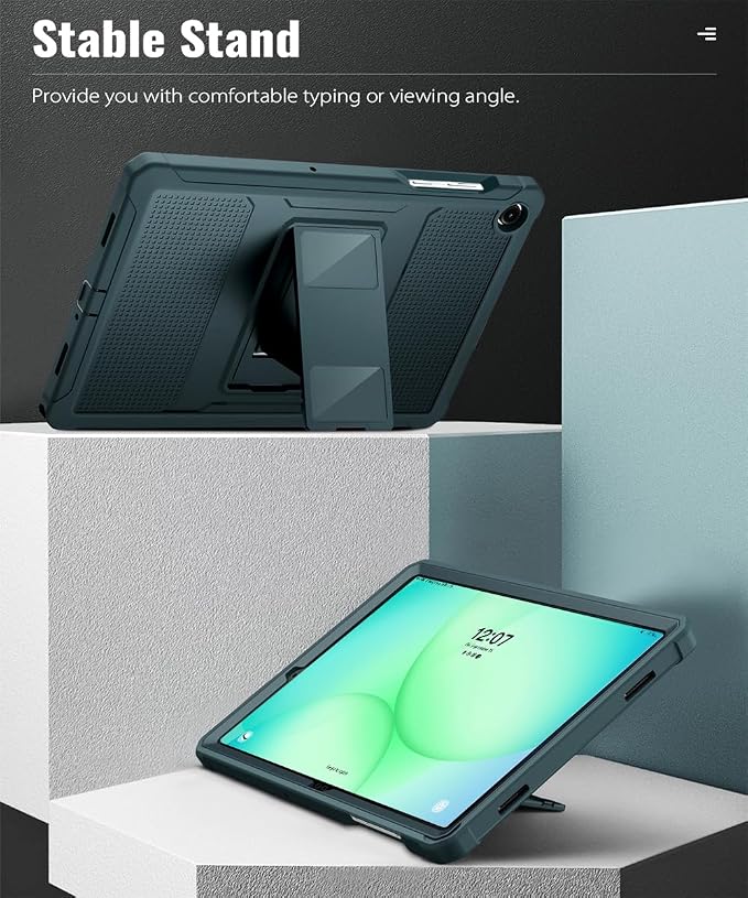 MoKo Shockproof Case Fit Samsung Galaxy Tab A11+ Plus/ A9+ 11 Inch | Full Body Rugged Stand Back Cover with Built-in Screen Protector for Galaxy Tab A11+/ A9+ Tablet Light Gray