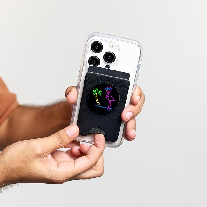 Neon Pink Flamingo Tropical Colorful Artwork Pop-Socket PopSockets Adhesive PopGrip