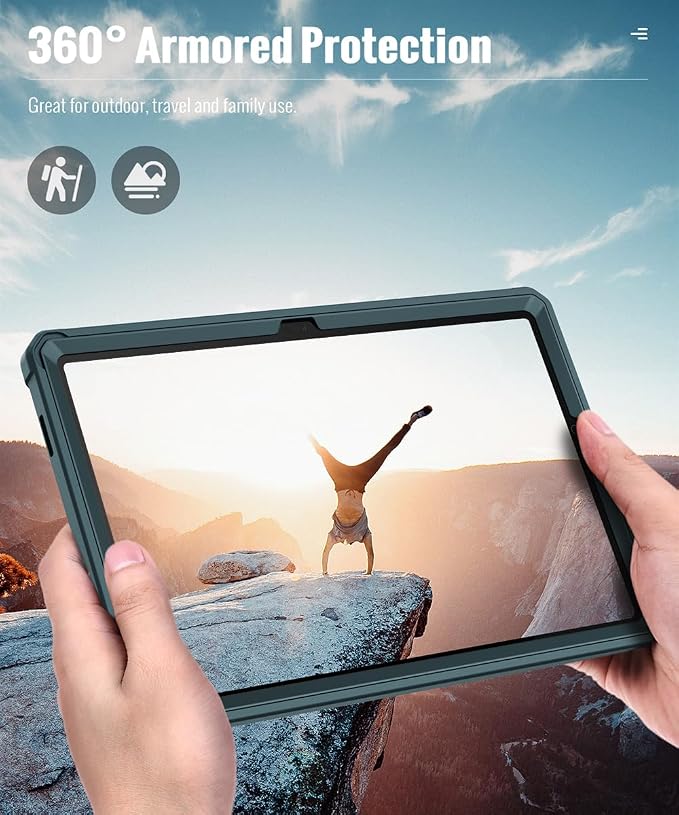 MoKo Shockproof Case Fit Samsung Galaxy Tab A11+ Plus/ A9+ 11 Inch | Full Body Rugged Stand Back Cover with Built-in Screen Protector for Galaxy Tab A11+/ A9+ Tablet Light Gray
