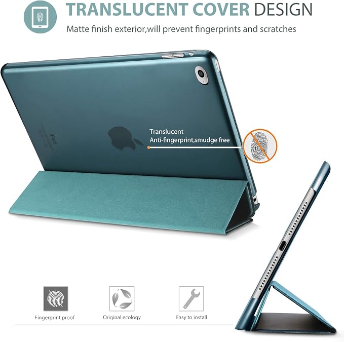 ProCase Slim Stand Case for iPad Air 2nd Gen 2014 Black | Fits Models A1566 / A1567 Ultra Slim Lightweight Protective Shell Translucent Frosted Back