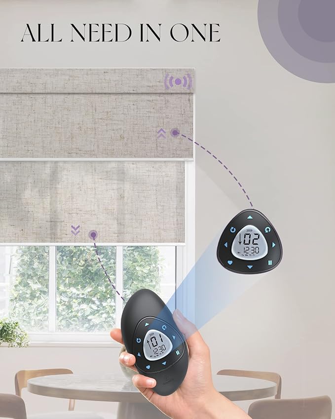 Graywind Motorized Dual Shades for Windows Smart Double Blinds Blackout and Light Filtering Motorized Blinds with Remote Alexa Google Control Day Night Shades, Custom Size (Blackout Linen Beige)