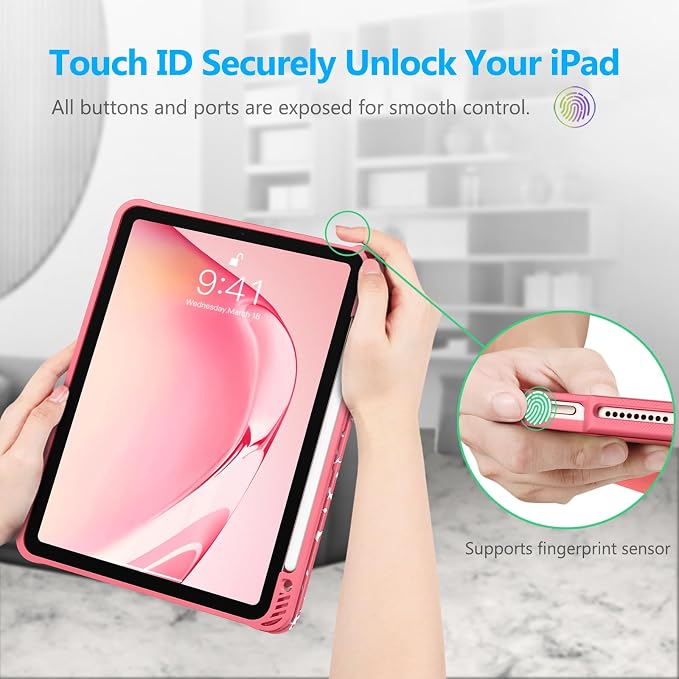 Fintie Slim Case for iPad Air 11-inch &amp iPad Air 5th/4th Generation 10.9 in | Tri-Fold Stand Flexible Soft TPU Back Cover Shockproof Protection Pencil Holder Scratch-Resistant Composition Lil