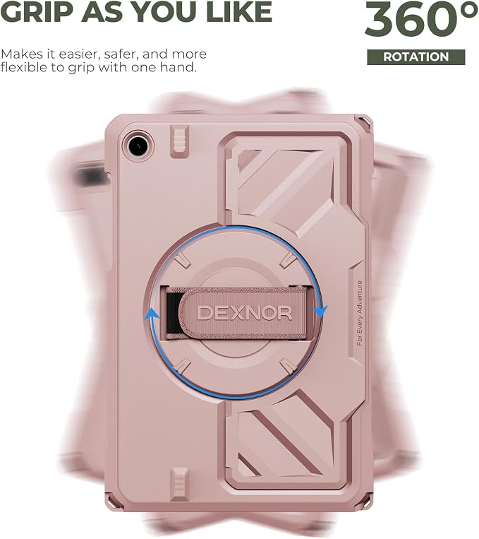 Dexnor Case for Samsung Galaxy Tab A11+/A11 Plus 11 inch 2025 Rugged Protective Case with 360° Rotating Hand Strap &amp Large Steady Stand &amp Screen Protector Shockproof Full-Body Bumper Cover B