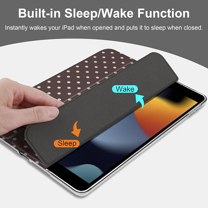 Compatible with iPad 10.2 Inch Case 2021 2020 2019 Smart Lightweight Trifold Stand Hard Plastic Transparent Cover Support Auto Sleep/Wake for iPad 10.2 9th/8th/7th Gen - Bear &amp Cherry