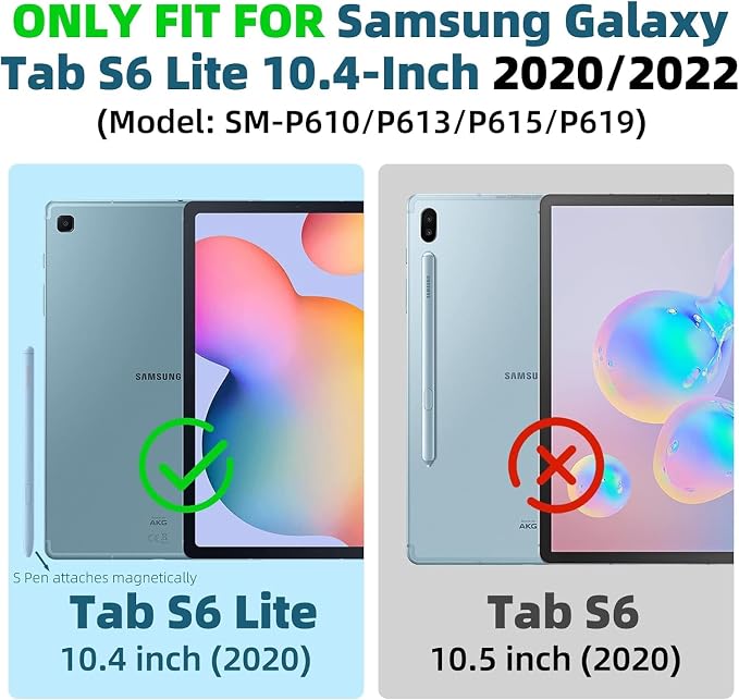 Shockproof Protective Case for Samsung Galaxy Tab S6 Lite 2024/2022/2020 Model SM-P610/P613/P615/P619 - Folding Stand Cover for Galaxy Tablet S6 Lite - Cute Dinosaur