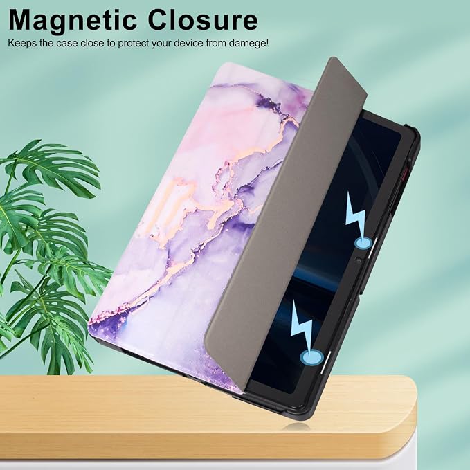 Caweet Case for T-Mobile Revvl Tab 2 10.1 Inch 2025 Released Lightweight Hard Back Shell Tri-Fold Stand Cover with Magnetic Closure Almond Blossom