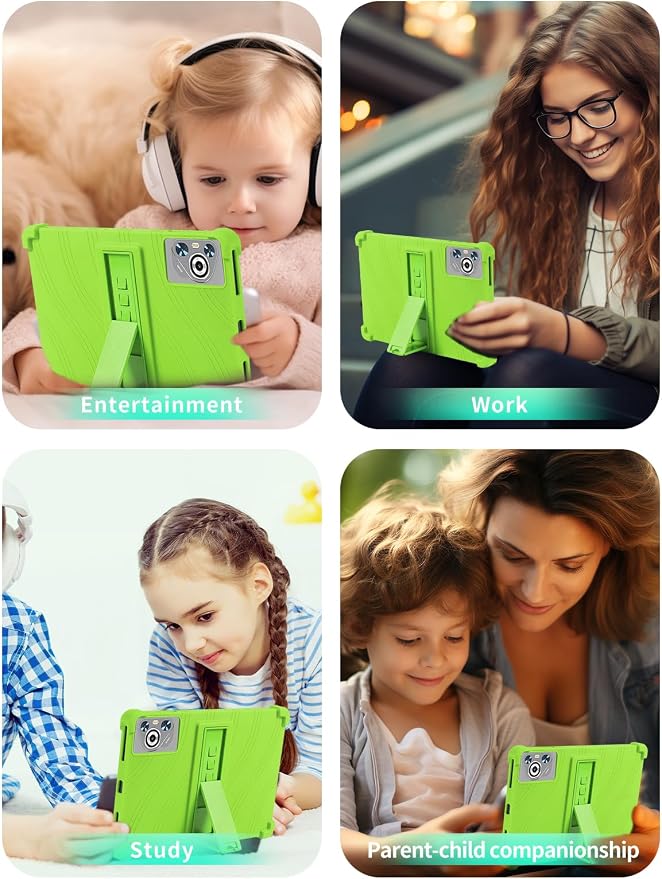 Case for Dghrti TAB30 2025 Android 14 Tablet 10.1 Inch，WUNIAK Shock Proof Lightweight Stand Rubber Shell Protective CoverKids Friendly Soft Silicone Adjustable Stand CoverBlack